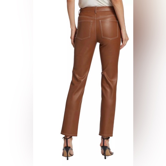 STAUD- Elliot Faux Leather Pants in Color Whiskey. Size 10 - Picture 3 of 13